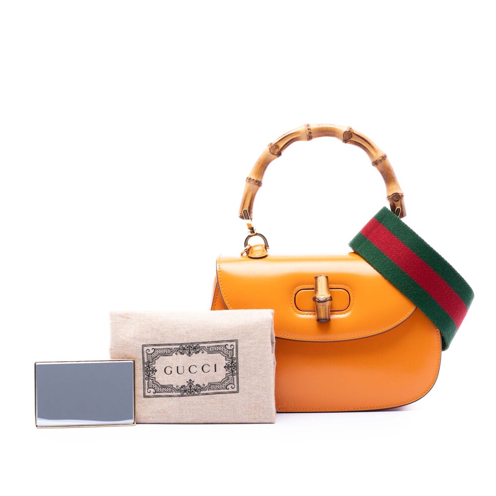 Pre-Loved Gucci Small Calfskin Web Bamboo 1947 Top Handle Bag - Picture 7 of 7
